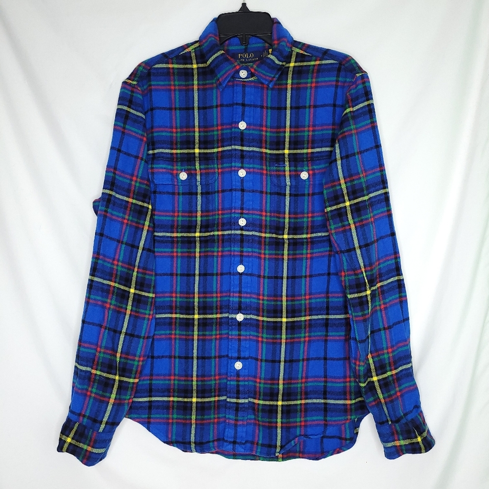 POLO RALPH LAUREN Men's Plaid Flannel Classic Fit Button Down Shirt MEDIUM